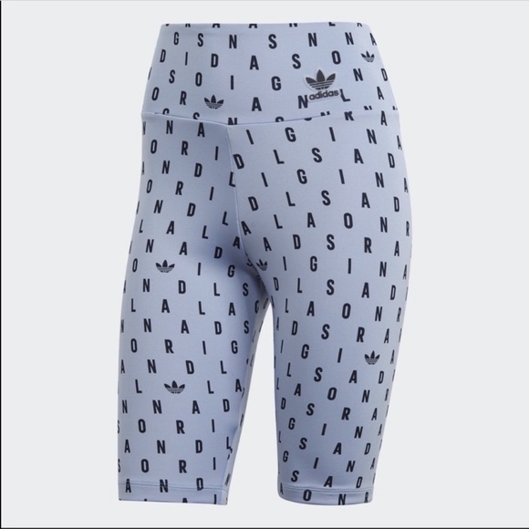 adidas Pants - NIP Adidas All Over Logo Biker Shorts in Chalk